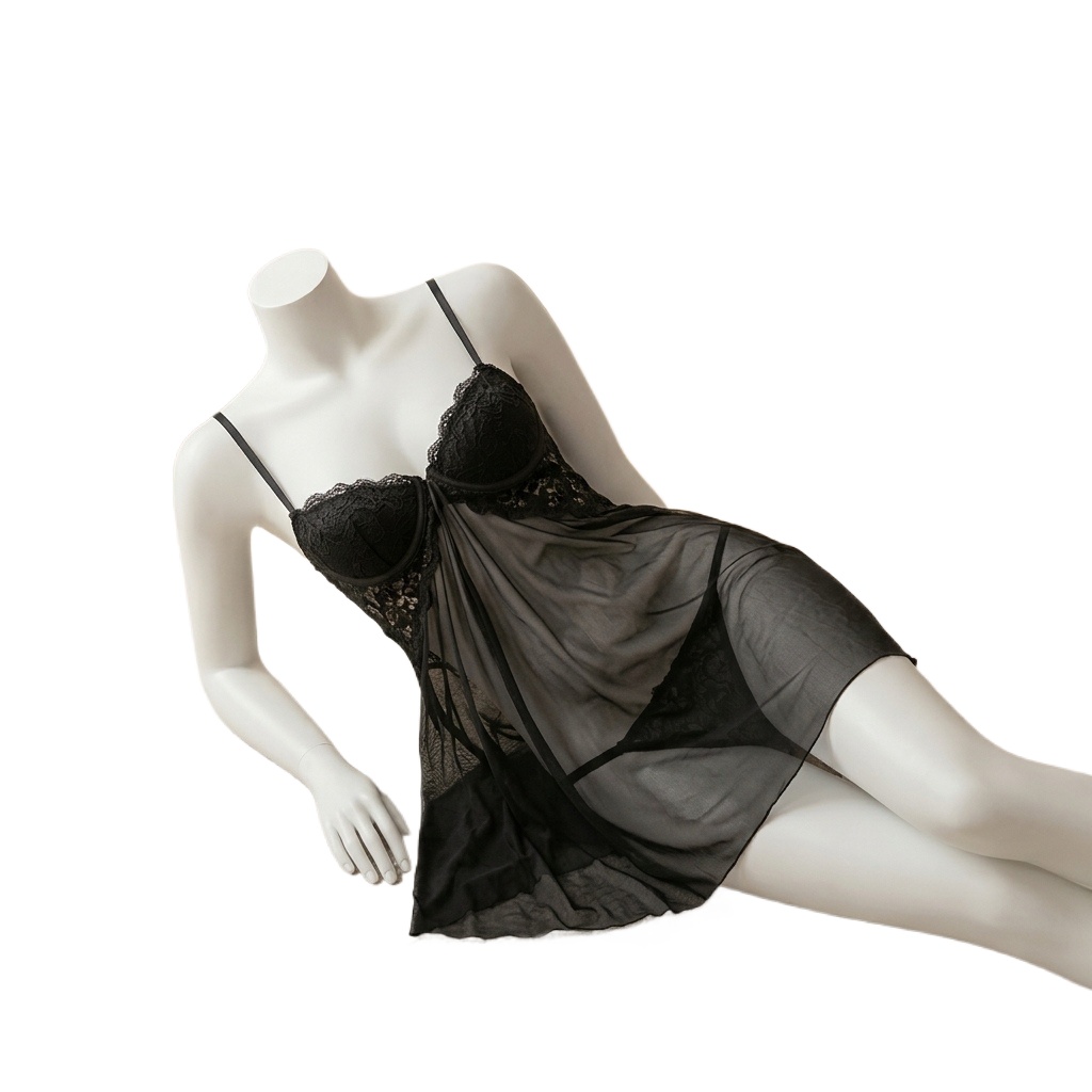 Babydoll Chemise Night - Lingerie Babydoll Berenda untuk Wanita, Gaun