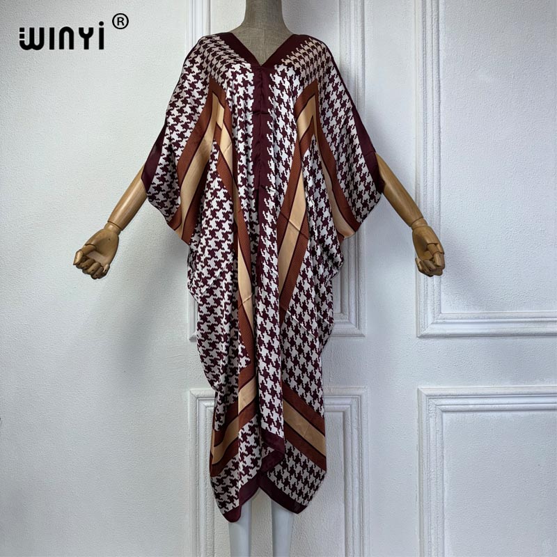 WINYI Musim Panas Afrika V-nec - Robe Silk Women ulasan dan harga
