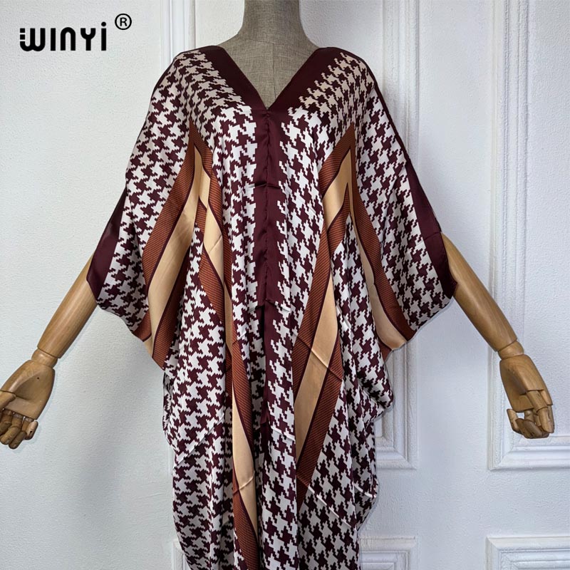 WINYI Musim Panas Afrika V-nec - Robe Silk Women ulasan dan harga
